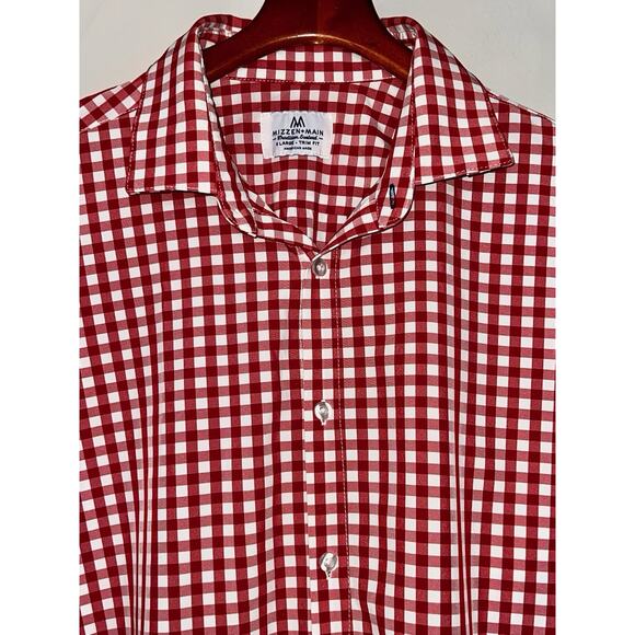 MIZZEN+MAIN RED WHITE GINGHAM CHECK STRETCH SHIRT XL / X-LARGE TRIM FIT - Picture 1 of 4